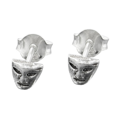 Stecker 5mm kleine Maske antik geschw?rzt Silber 925