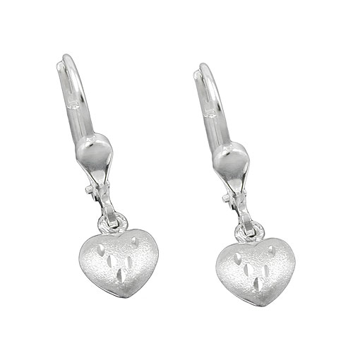 Ohrbrisur Ohrh?nger Ohrringe 22x6mm Herz gew?lbt matt-diamantiert Silber 925