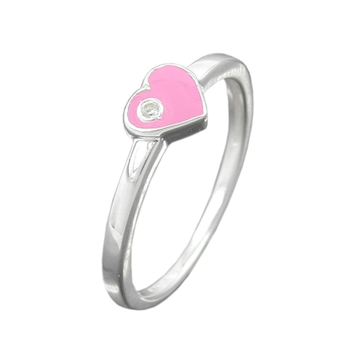 Ring Kinderring mit Herz rosa Silber 925 Ringgr??e 42