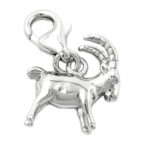 Anh?nger 13x12mm Charm Steinbock gl?nzend rhodiniert Silber 925