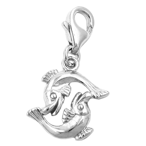 Anh?nger 14x14mm Charm Fische gl?nzend rhodiniert Silber 925