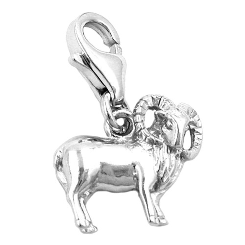 Anh?nger 11x13mm Charm Widder gl?nzend rhodiniert Silber 925