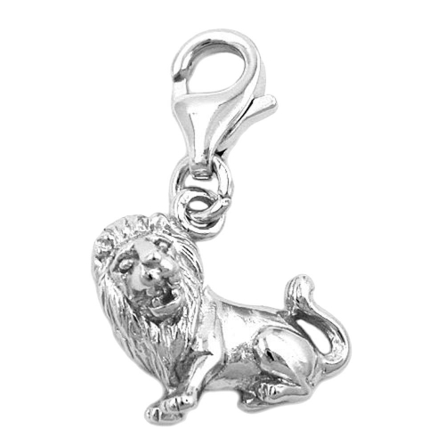 Anh?nger 12x13mm Charm L?we gl?nzend rhodiniert Silber 925