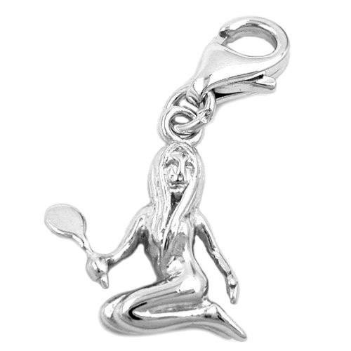 Anh?nger 15x12mm Charm Jungfrau gl?nzend rhodiniert Silber 925