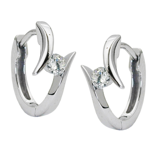 Creole 14x2mm Klappscharnier Zirkonia wei? rhodiniert Silber 925