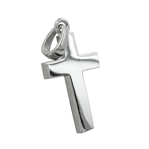 Anh?nger 18x11mm Kreuz gl?nzend rhodiniert Silber 925