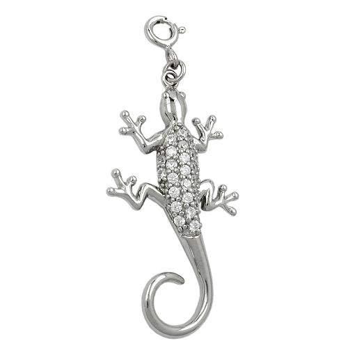 Anh?nger 35x19mm Charm Lurch mit Zirkonias gl?nzend rhodiniert Silber 925