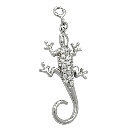 Anhänger 35x19mm Charm Lurch mit Zirkonias glänzend rhodiniert Silber 925