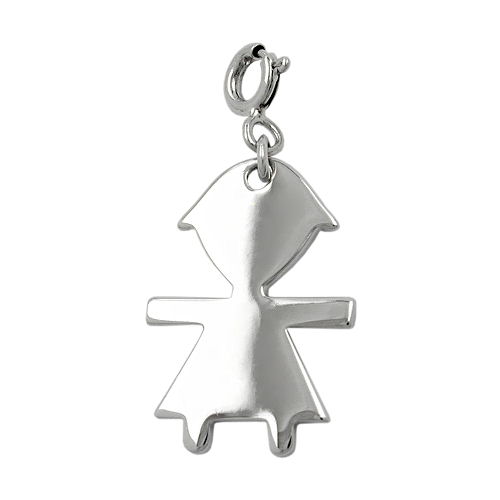 Anh?nger 20x14mm Charm M?dchen gl?nzend rhodiniert Silber 925