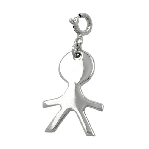 Anh?nger 19x13mm Charm Junge gl?nzend rhodiniert Silber 925