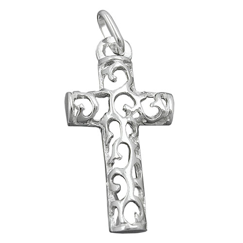 Anh?nger 28x14mm Kreuz filigran durchbrochen gl?nzend Silber 925
