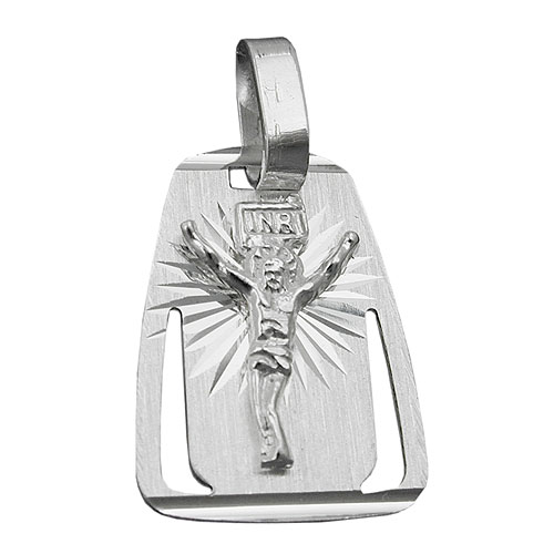 Anh?nger 18x13mm Platte mit Jesus matt-gl?nzend diamantiert Silber 925