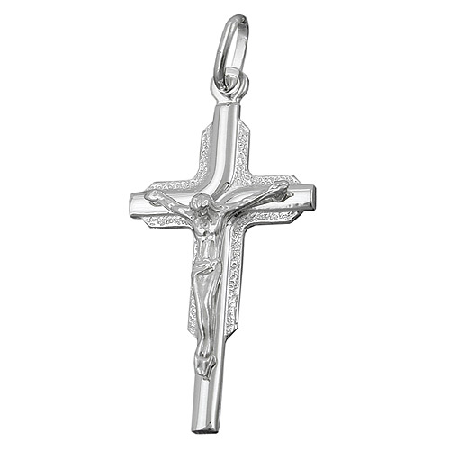 Anh?nger 28x16mm Kreuz Jesus gl?nzend Silber 925