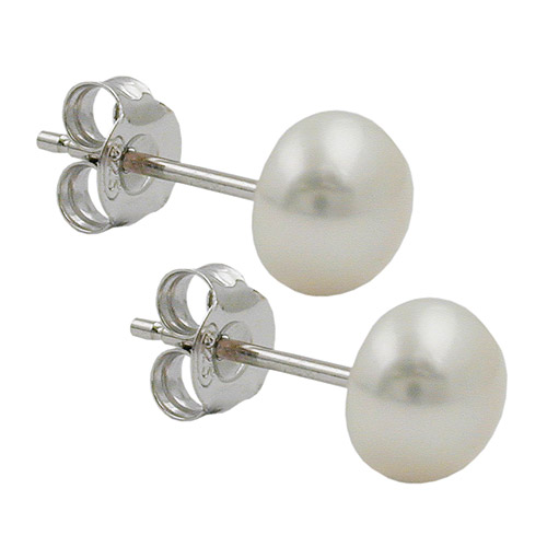 Stecker ca.7mm S??wasserperle rhodiniert Silber 925