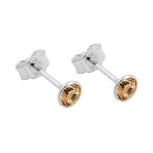 Stecker 4mm Zirkonia champagnerfarben Silber 925