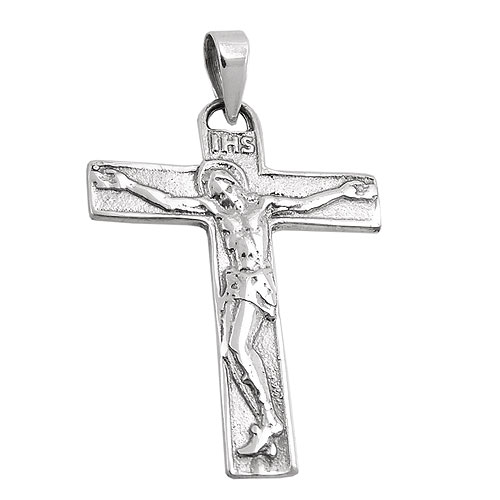 Anhänger 30x22mm Kreuz mit Jesus antik geschwärzt Silber 925