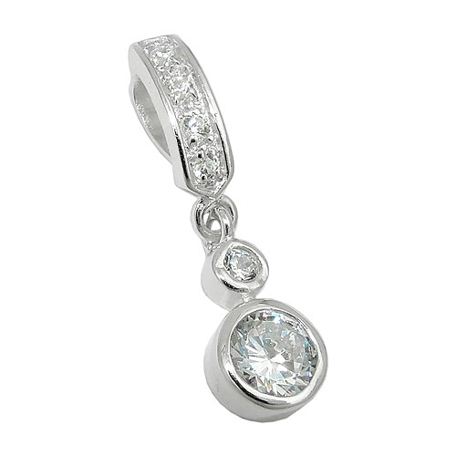 Anh?nger 24x6mm mit Zirkonias gl?nzend rhodiniert Silber 925