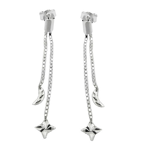 Stecker 41mm lang Kette mit Mond/Stern Silber 925
