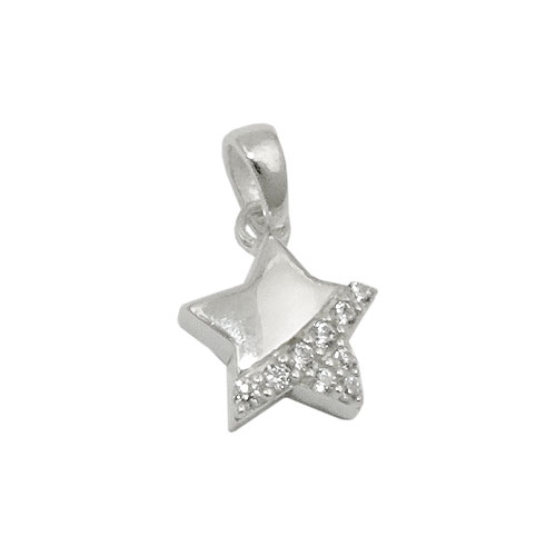 Anh?nger 9mm Stern mit Zirkonia gl?nzend Silber 925