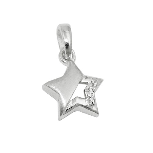 Anh?nger 9mm Stern mit Zirkonias matt-gl?nzend Silber 925