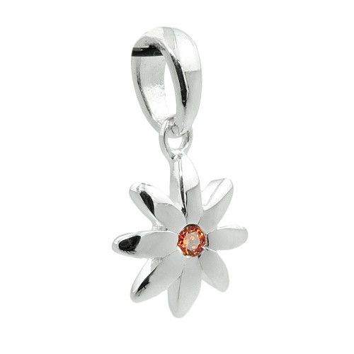 Anhänger Blume 8mm Zirkonia rot-orange Silber 925