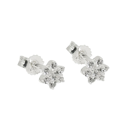 Stecker 5x5mm Blume mit Zirkonias Silber 925