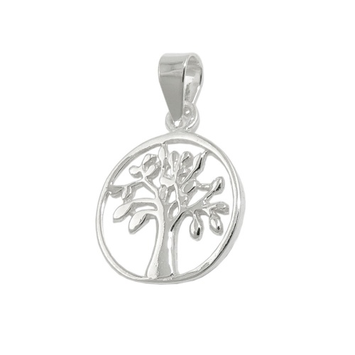 Anh?nger 12mm Baum des Lebens gl?nzend Silber 925