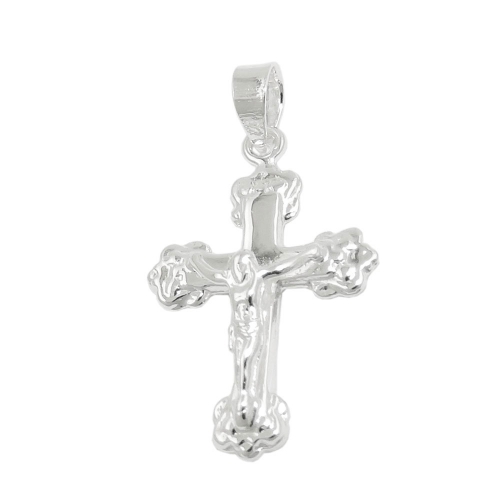 Anhänger 20x15mm Kreuz mit Jesus glänzend Silber 925