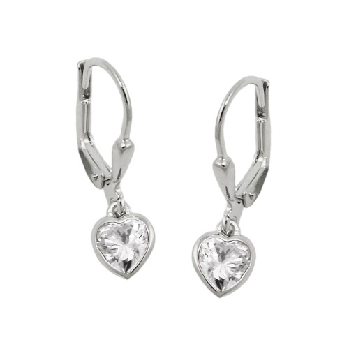 Ohrbrisur Ohrh?nger Ohrringe 21x6mm Herz Zirkonia wei? gl?nzend Silber 925