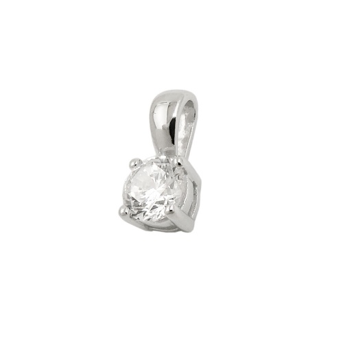 Anh?nger 5mm Zirkonia rund in Krampenfassung Silber 925