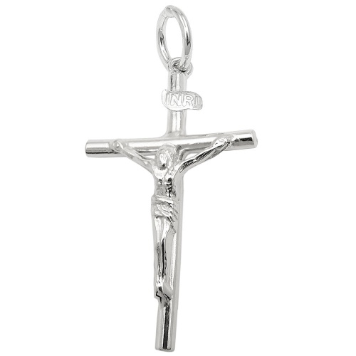 Anh?nger 33x18mm Kreuz mit Jesus gl?nzend Silber 925