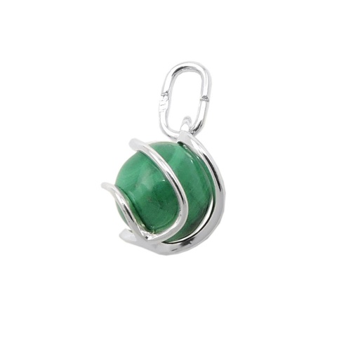Anh?nger 7mm Perle echter Malachit umwickelt Silber 925