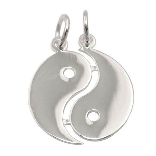 Anh?nger 18mm Doppel Yin-Yang gl?nzend Silber 925