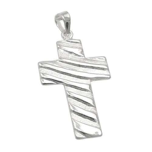 Anh?nger 24x16mm Kreuz Wellenmuster matt-gl?nzend Silber 925