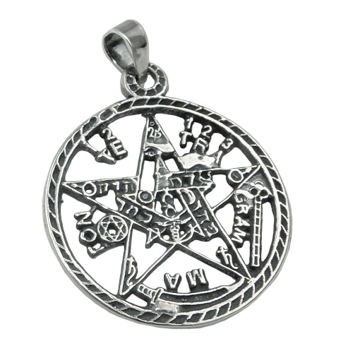 Anh?nger 21mm Pentagramm Amulett geschw?rzt Silber 925