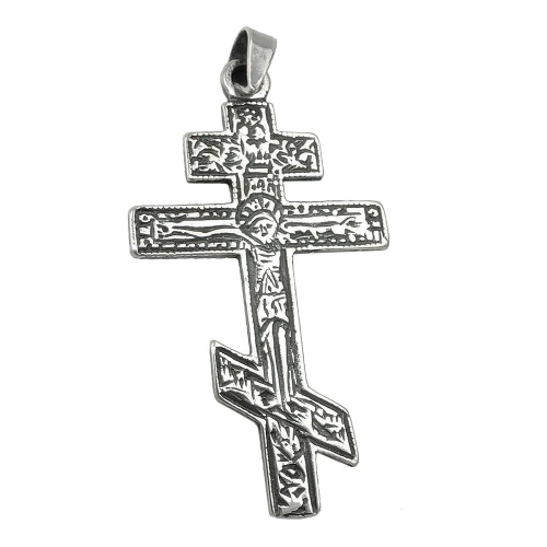 Anh?nger 30x18mm russisch-orthodoxes Kreuz geschw?rzt Silber 925