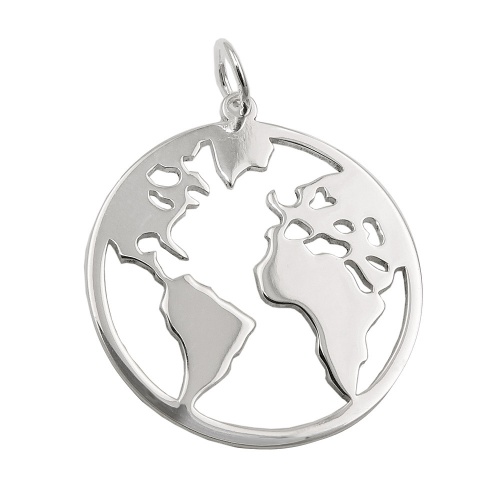 Anh?nger 20mm Weltatlas gl?nzend Silber 925