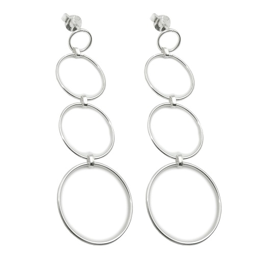 Ohrstecker Ohrring Ohrh?nger 58x18mm 4 Ringe beweglich Silber 925