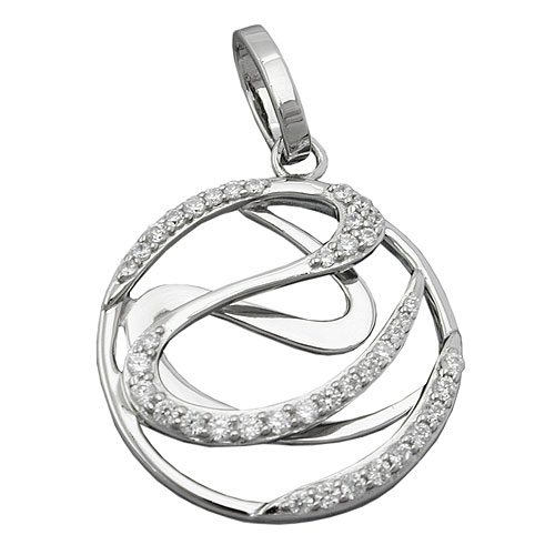 Anh?nger 23mm mit Zirkonias gl?nzend rhodiniert Silber 925