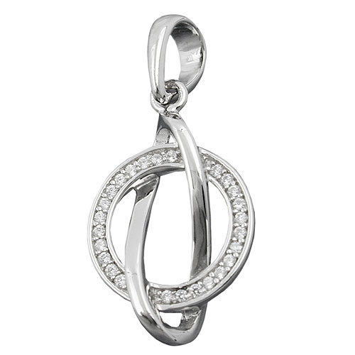 Anh?nger 23x16mm mit Zirkonias gl?nzend rhodiniert Silber 925