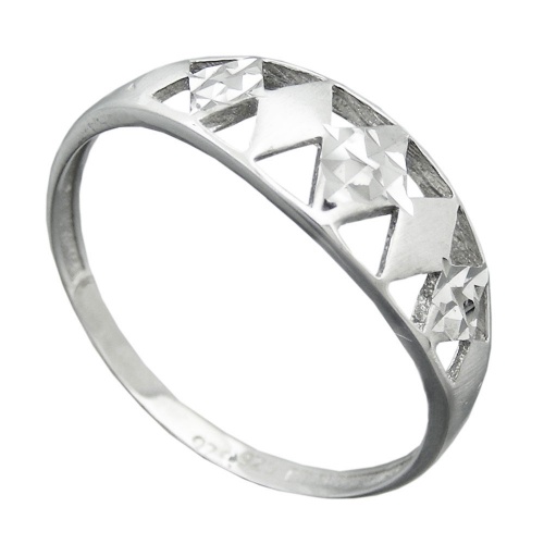 Ring 7mm Muster ausgestanzt matt-glänzend diamantiert rhodiniert Silber 925 Ringgröße 56