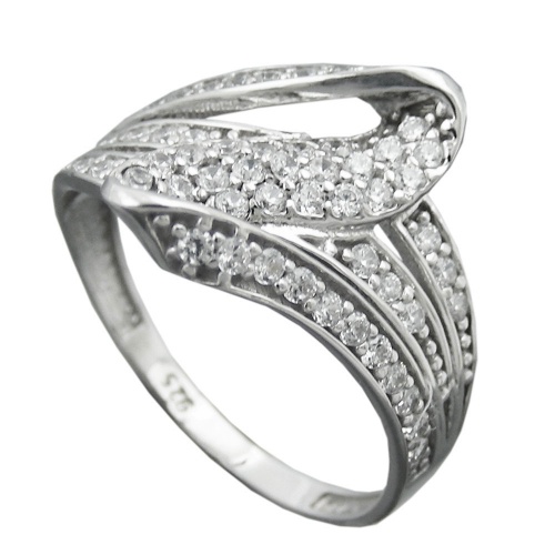 Ring 14mm mit vielen Zirkonias gl?nzend rhodiniert Silber 925 Ringgr??e 57