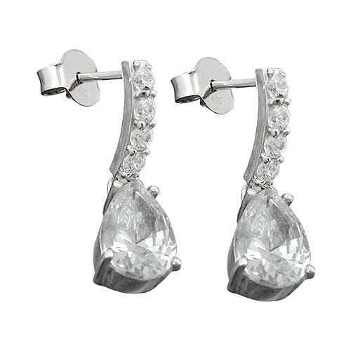 Stecker 21x6mm Zirkonias wei? rhodiniert Silber 925