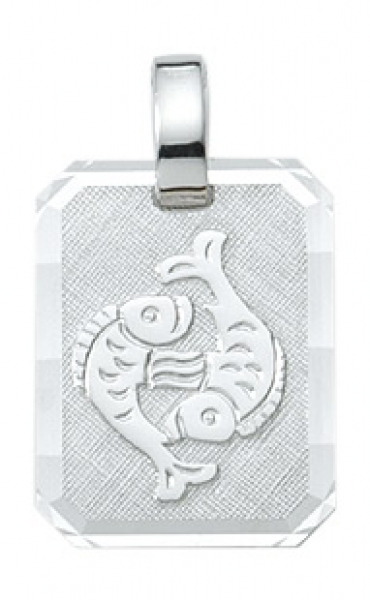 Anh?nger Sternzeichen Fisch eckig 12x15mm Silber 925