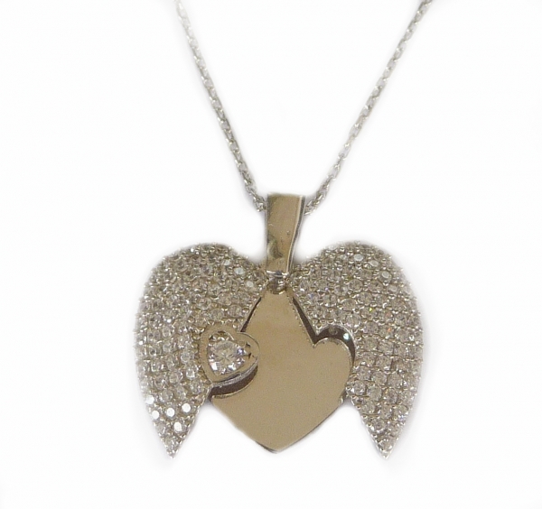 Collier Kette Herzanh?nger Gravurplatte Zirkonia 40+3cm Silber 925