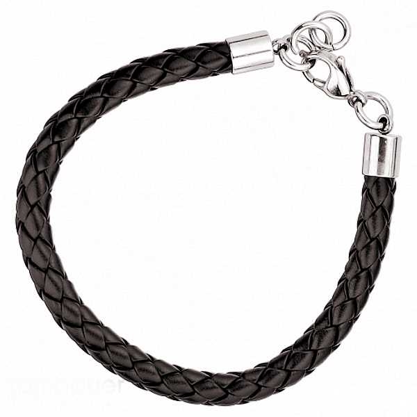 Armband Leder schwarz Edelstahl