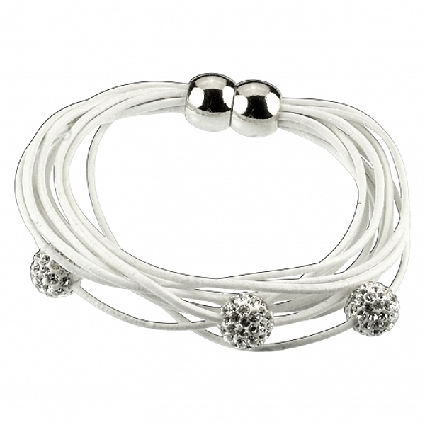  Armband white Magnetverschluss und Kristallkugeln