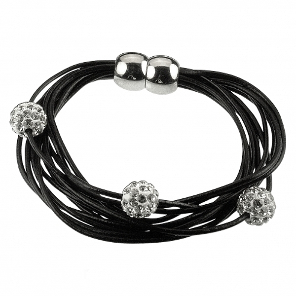  Armband black Magnetverschluss und Kristallkugeln