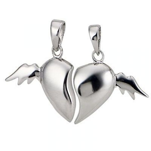 Silberanh?nger 925 Sterling Silber Partner Herz 2-teilig