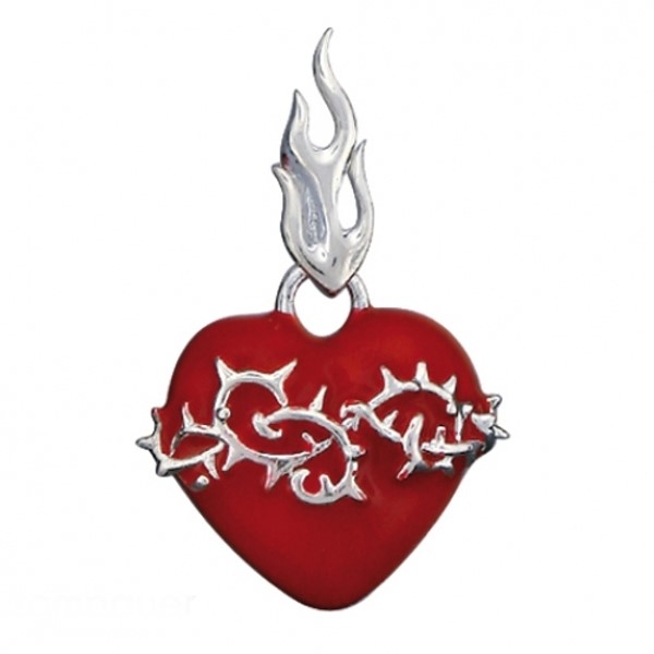 Anh?nger Herz in Dornen rot 925 Silber
